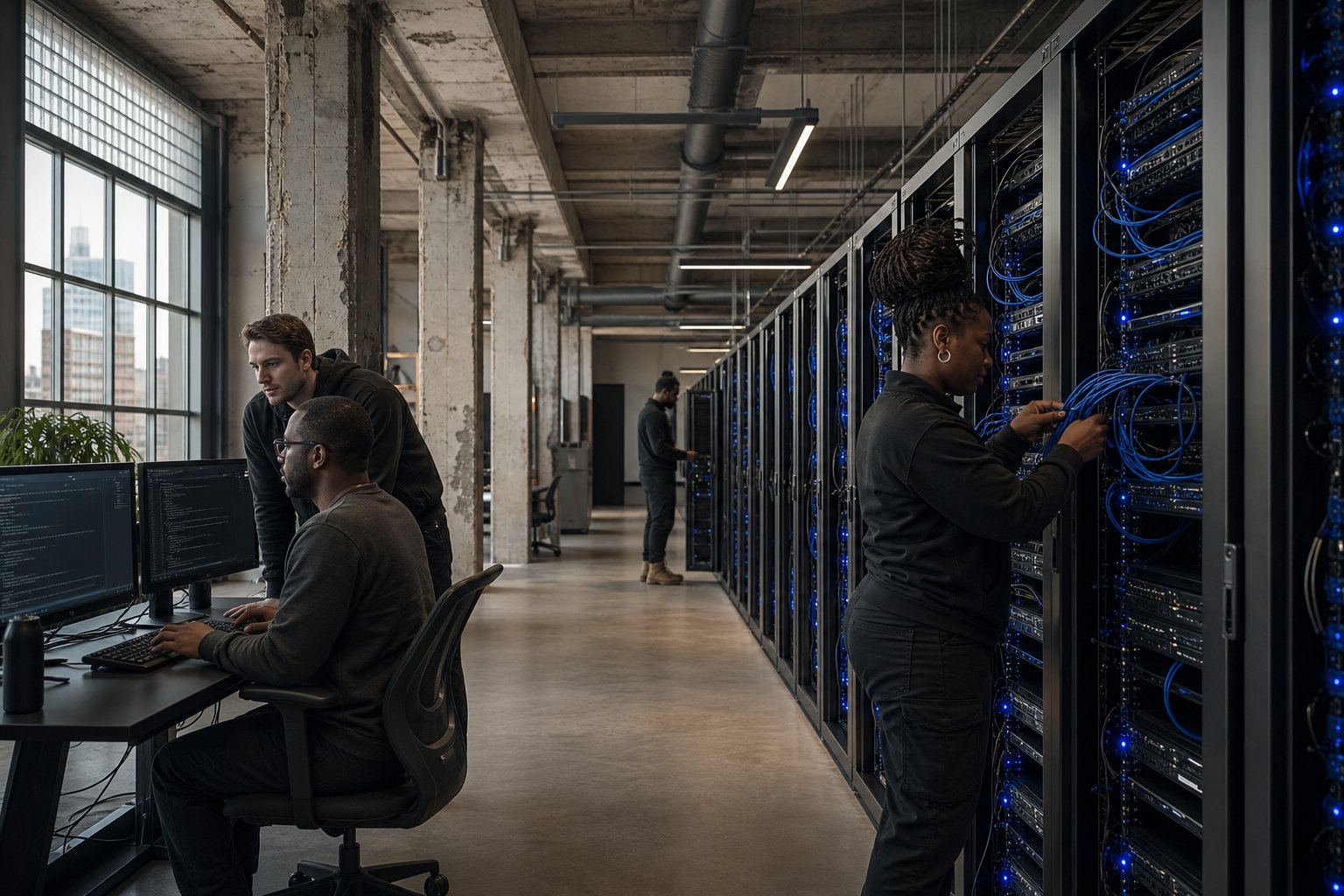 Compute lab with server racks